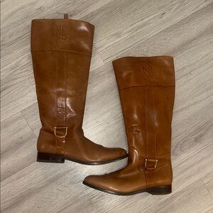 Ralph Lauren “Bernadine” Chestnut Leather Riding Boots 8.5